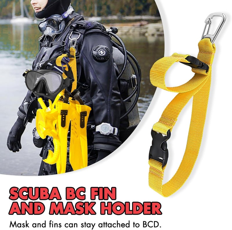 Owekfifv Scuba Fin & Mask Holder, Diving BC Fins Keeper and Mask Clip with Two Quick-release Loop Lanyard Webbing Strap - Image 2